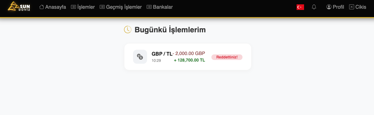 Reddedilen işlem